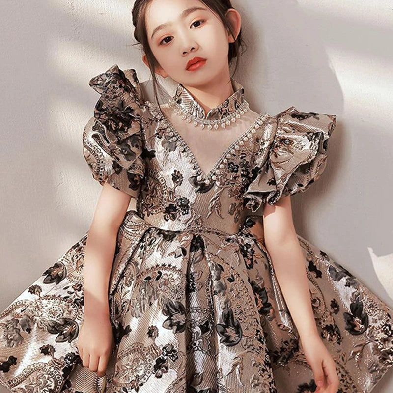 High-End Flower Girl Dresses Kids Turkish Ball Gowns Vintage Spanish Children Birthday Party Dress for Easter Eid Birthday Party