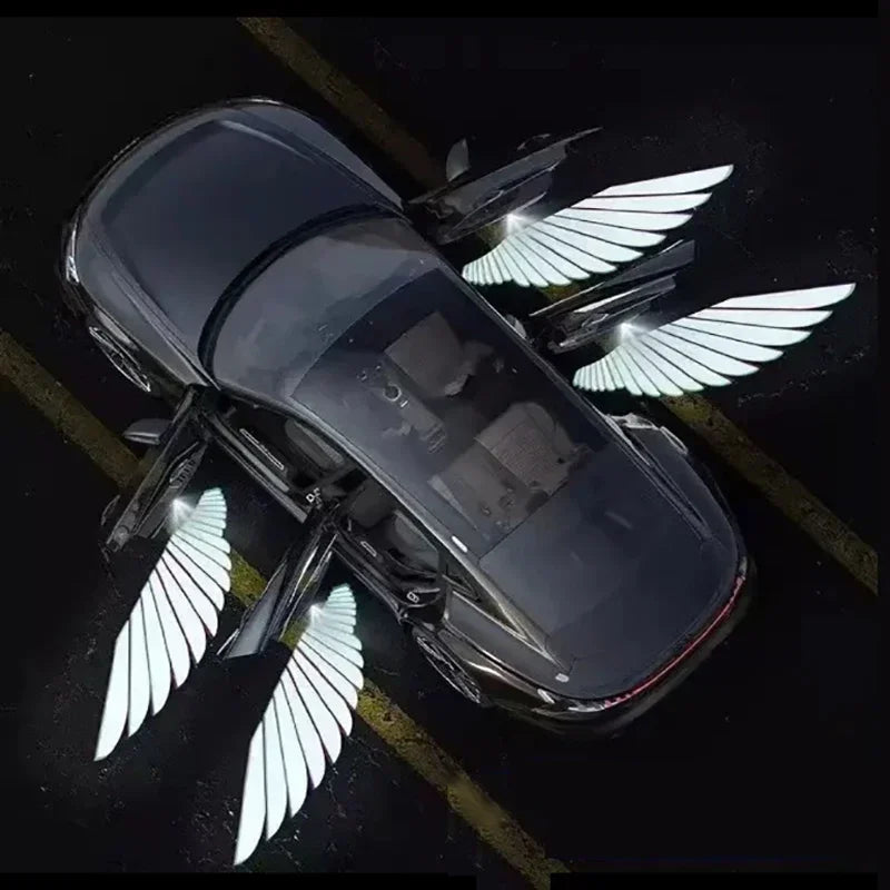 Showlu Smart General car door logo projector displaying illuminated logo on ground during nighttime