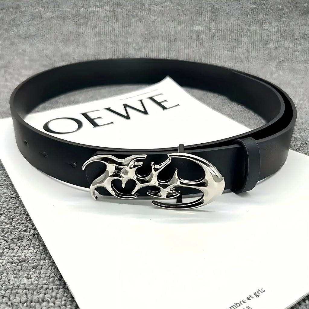 Y2K hollow PU leather punk belt for men and women, stylish neutral waist accessory, plus size fashion belt.
