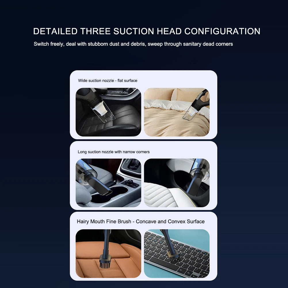 Showlu Smart General Mini Car Vacuum cleaner with handheld design, compact and portable for cleaning car interiors.