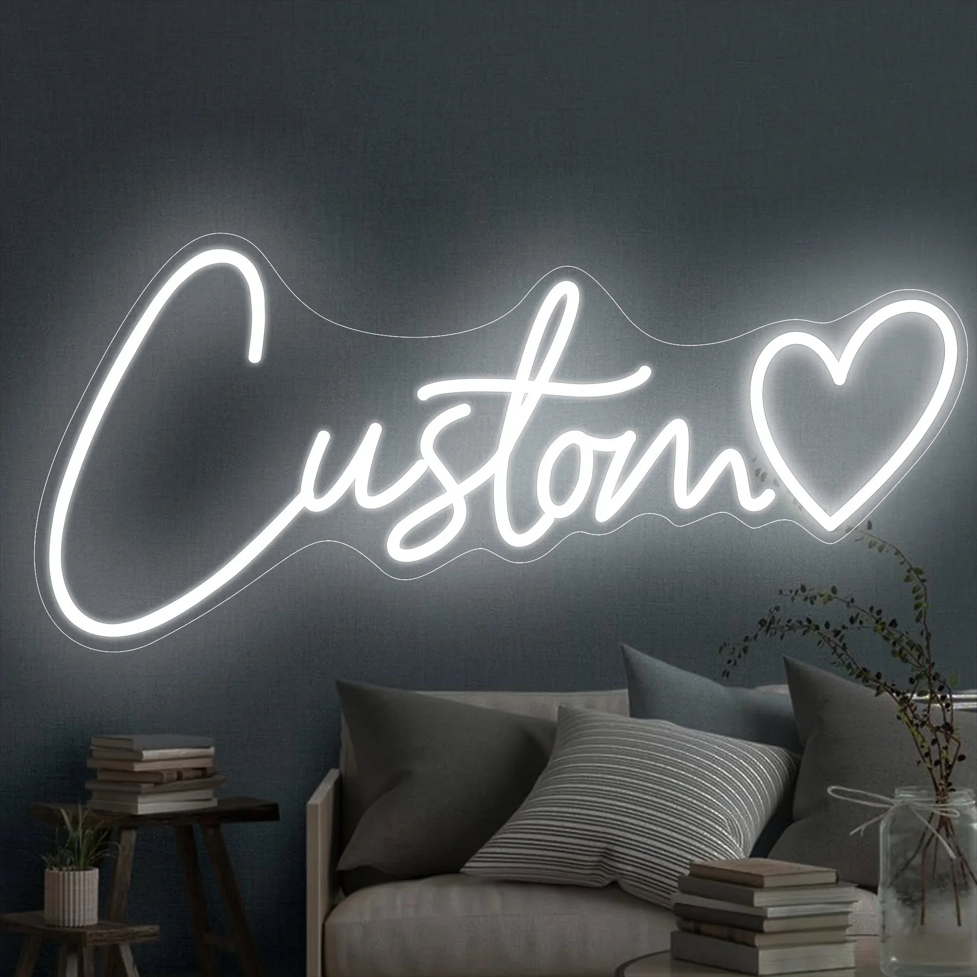 Custom LED neon sign by Showlu Smart General with bright, colorful illumination on a dark background for modern decor.
