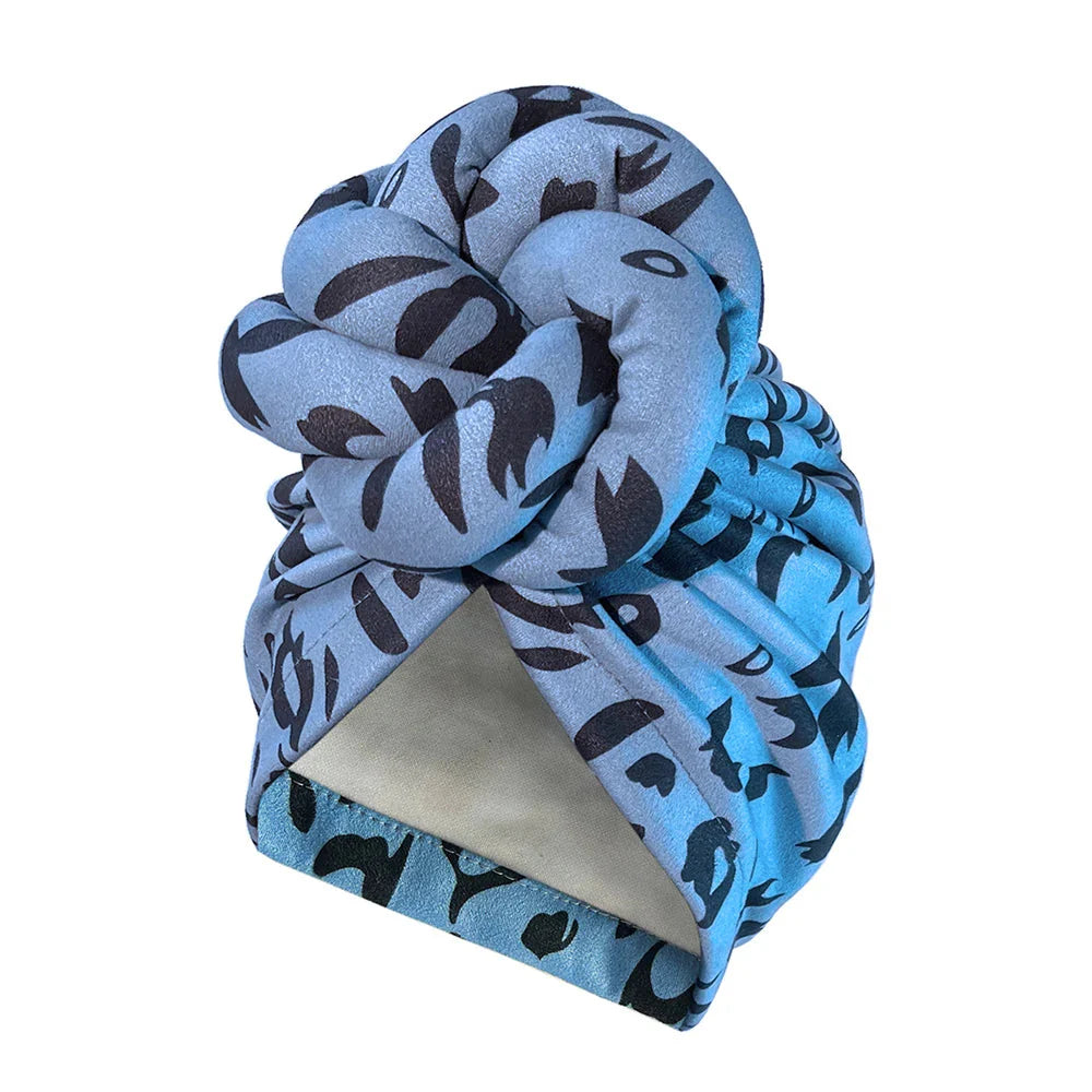 SHOWLU Knotted Head Wrap with floral print, luxurious polyester fabric, stylish party headdress for women