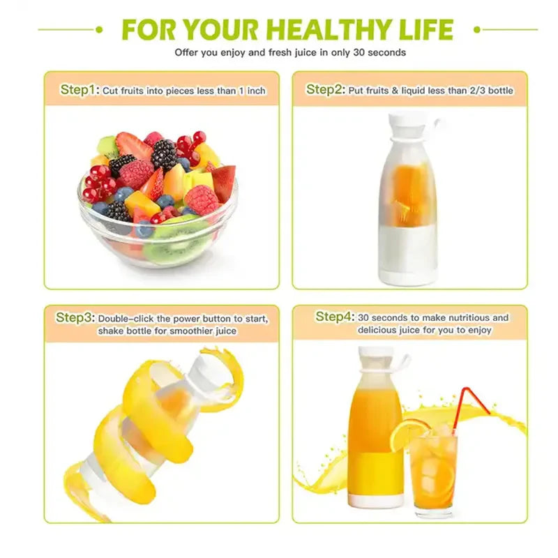 Portable MIKO NICE electric juicer by SHOWLU FASHION STORE, 380ml USB rechargeable fruit blender with sleek design.