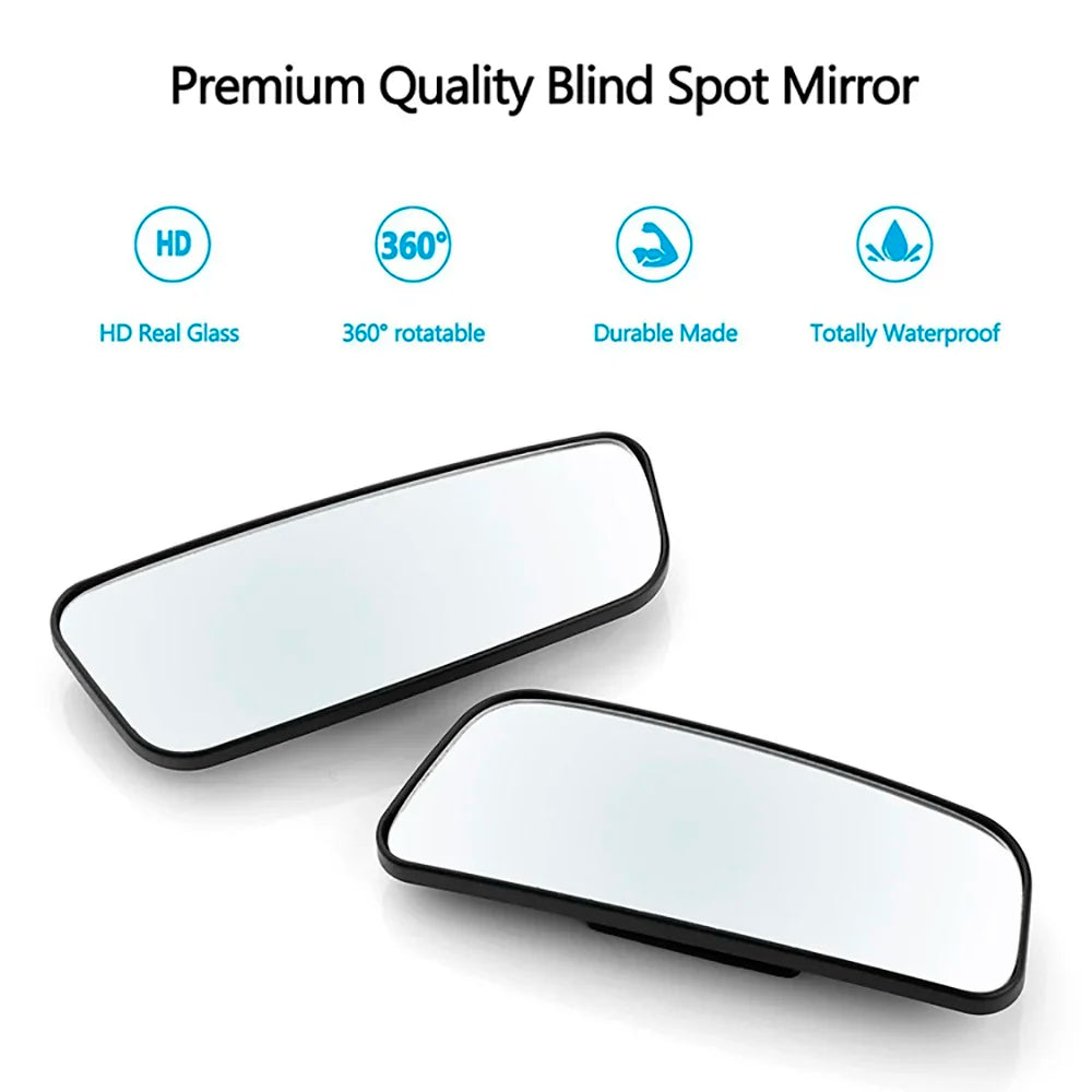 Universal car blind spot convex side mirror clip-on by Showlu Smart General, showing the mirror attachment on a vehicle side.
