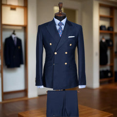 Double Breasted Formal Men Suits Slim Fit Peak Lapel Groom Tuxedo for Wedding Celebrity Party 2 Pieces Suit Jacket with Pants