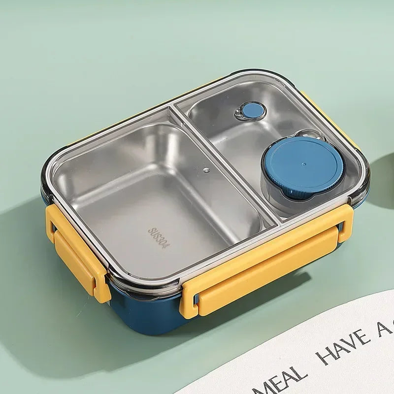 Stainless steel 850ml portable lunch box with insulated thermos design, suitable for children and adults, for soup and food storage.