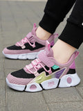 SHOWLU girls' mesh breathable sports shoes with white and pink accents, designed for leisure walking and active play.
