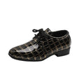 Black boys' leather casual flats with non-slip soles, suitable for school or special occasions, by Showlu Fashion Store.