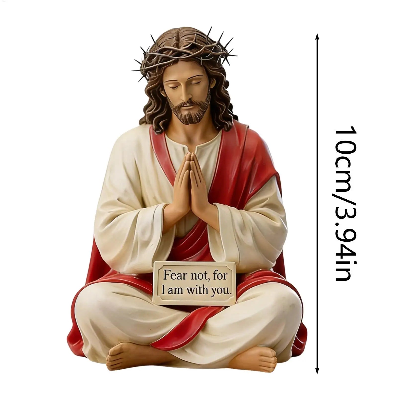 Hand-painted Jesus Christ resin figurine, 10cm religious sculpture for home decor, desktop or mantel display, detailed craftsmanship