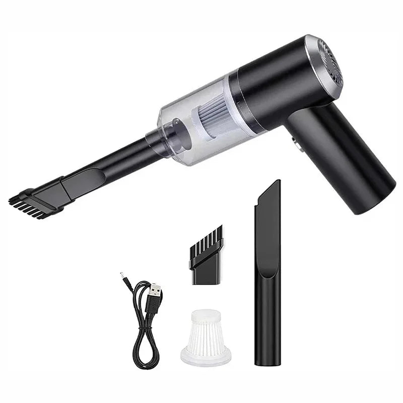 Showlu Smart portable cordless car vacuum cleaner with 6000PA suction, handheld design, shown with attachments for car cleaning.