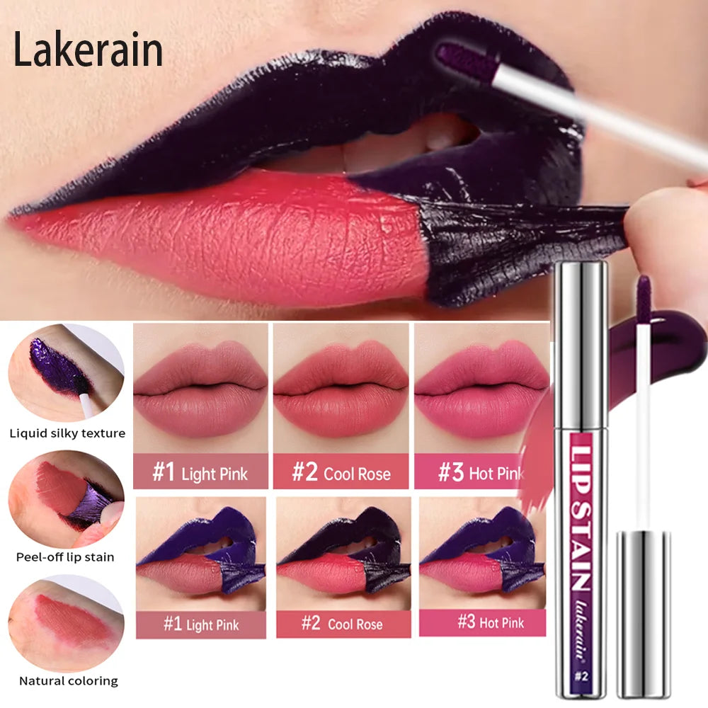 Showlu Smart General waterproof peel-off lip stain and lip tint applied on lips, showcasing vibrant color and smooth finish.