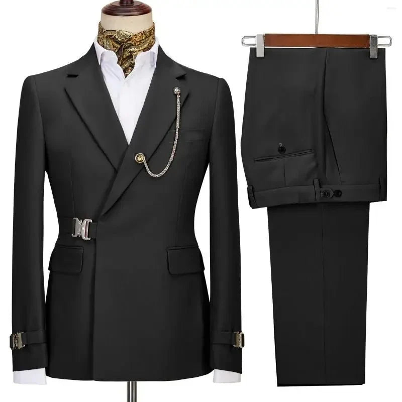 Men's slim fit Italian suit by SHOWLU FASHION STORE, 2-piece tuxedo with notched lapel, ideal for weddings and formal occasions.