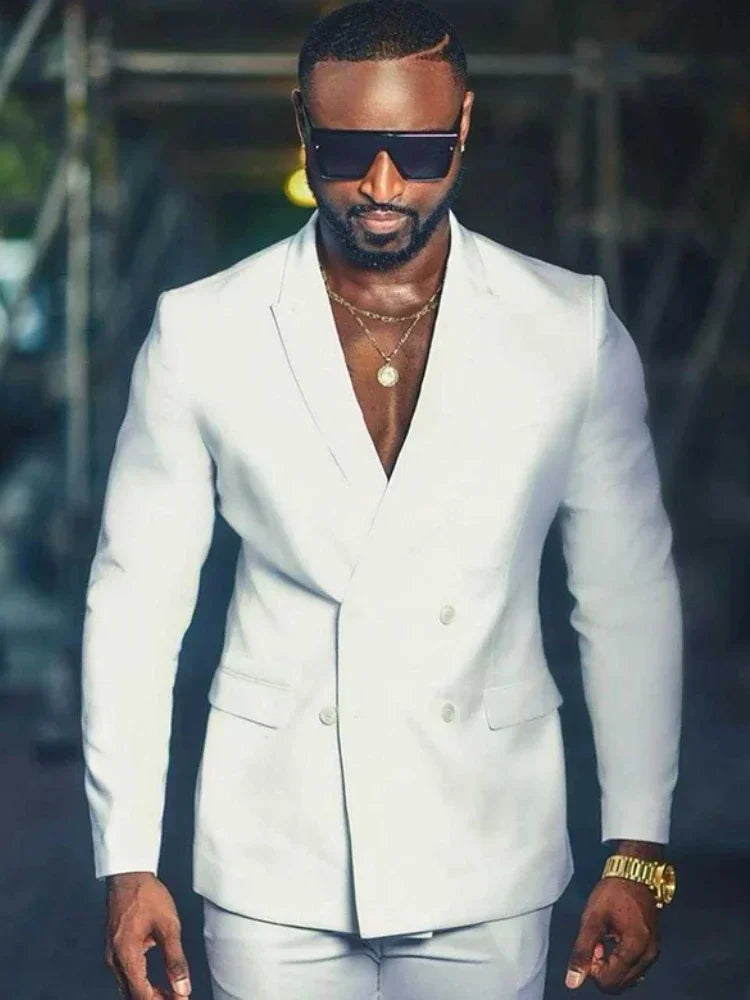 Double Breasted African Suits For Men Wedding Prom Slim Fit 2 Piece Set Custom Male Fashion Groom Tuxedo Custome 2025