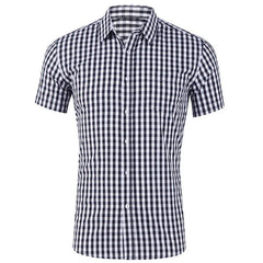 Men's shirt short-sleeved shirt Hawaiian style red and blue plaid lapel casual breathable non-iron vacation street wear XS-6XL