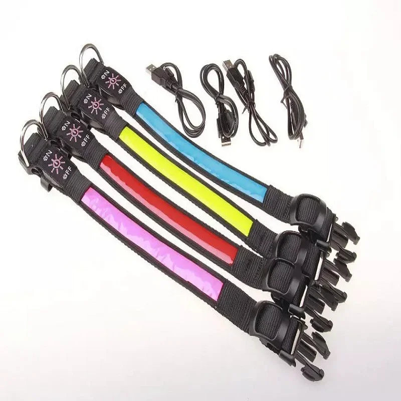 Showlu Smart General LED luminous dog collar with USB rechargeable safety night visibility and adjustable strap.