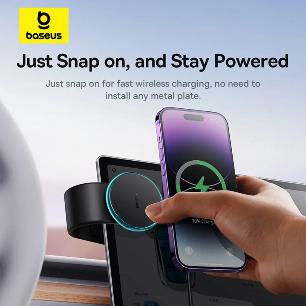 Magnetic foldable car phone holder for dashboard by Showlu Smart General, showing the holder with a smartphone attached.