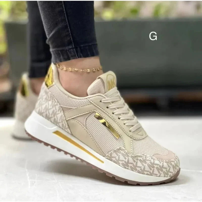 SHOWLU FASHION women's wedge sports sneakers in casual PU leather, featuring a stylish design and comfortable fit.