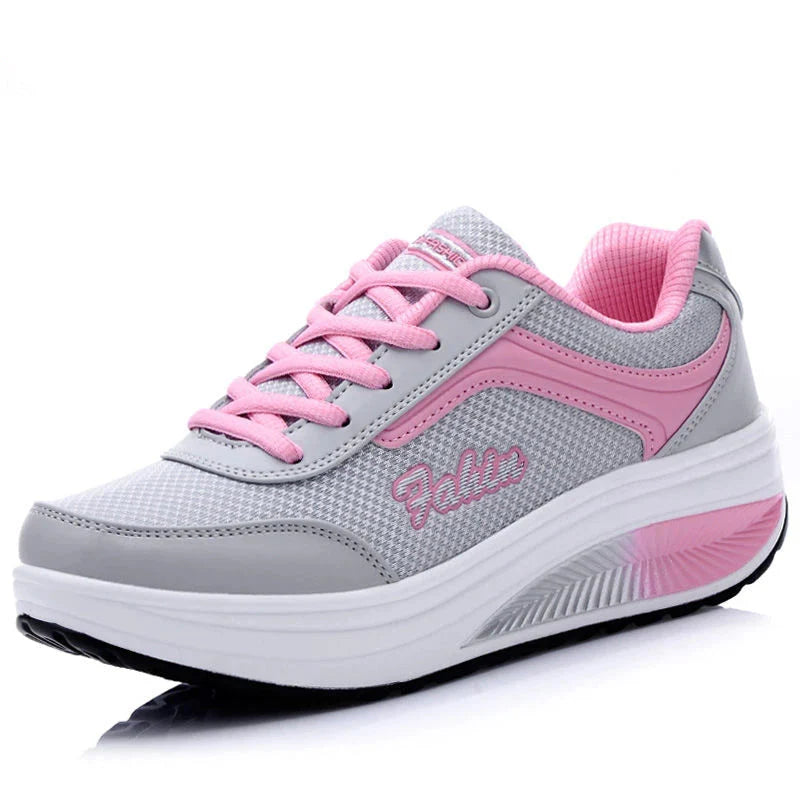LIZUXIE women's mesh walking sneakers with breathable mesh upper, platform flats, designed for comfort and style.