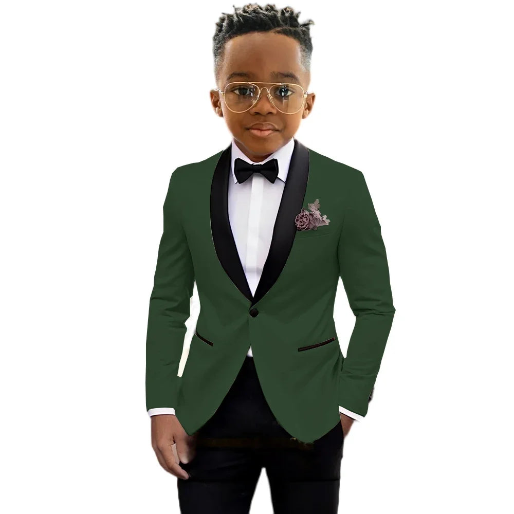 Boy's formal blazer and pant suit set for children, suitable for wedding, stage performances, or birthday events, ages 2-16.