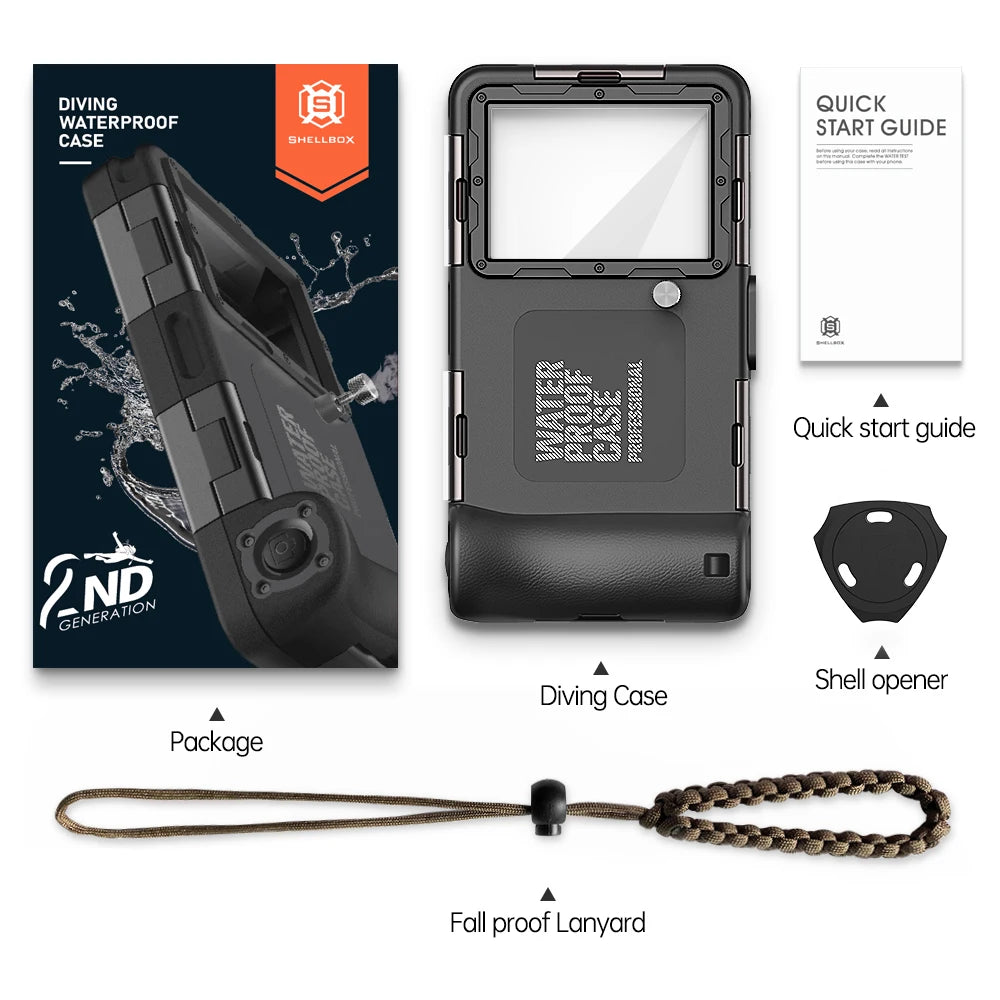 Showlu Smart General waterproof phone pouch, universal beach case protecting smartphone from water and sand.