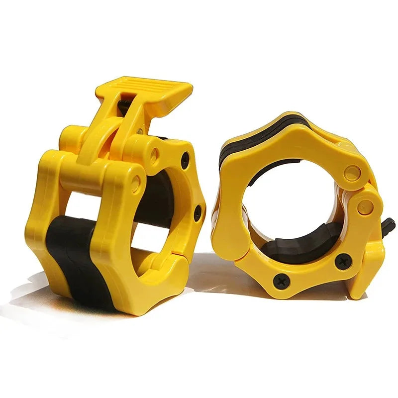 Showlu Fashion Store 50mm barbell clamp with spin lock collar clips for weight lifting, securing standard barbell and dumbbell weights.