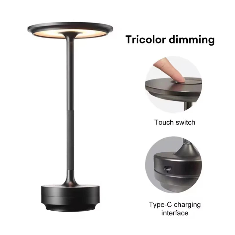 Showlu Smart Touch Control LED table lamp with rechargeable dimmable USB feature, modern design, and sleek finish.