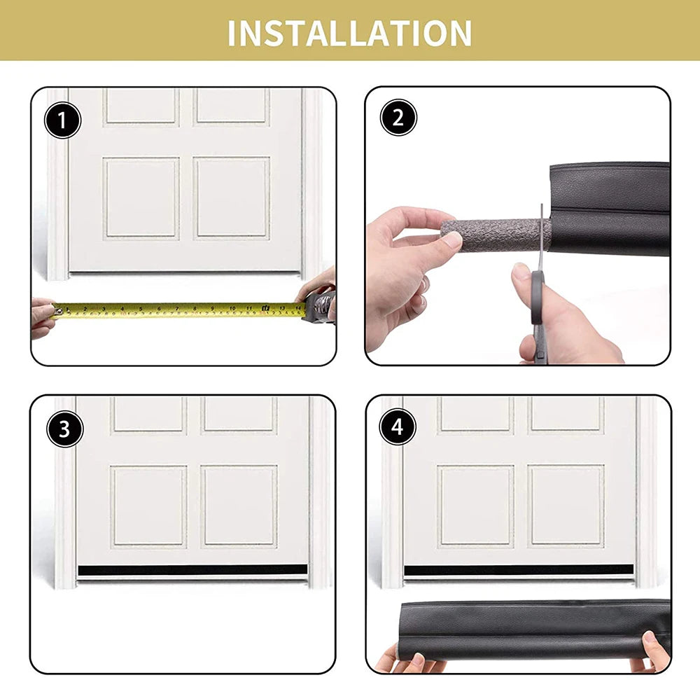 Showlu Smart General anti dust door seal strip installed on a door to prevent dust and drafts, with a flexible, weatherproof design.