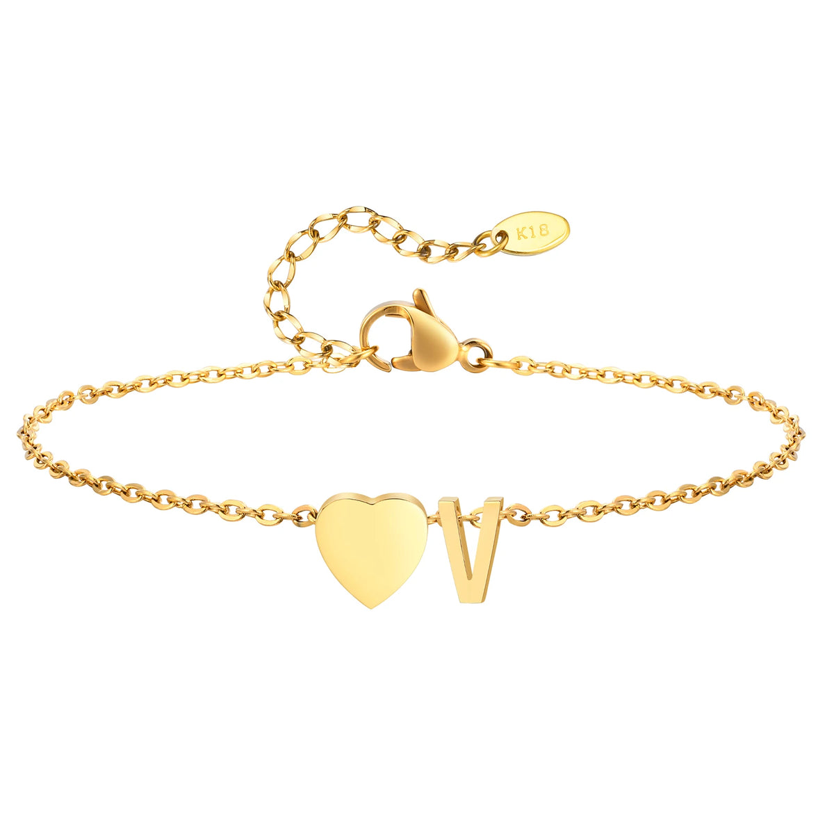 Adjustable stainless steel women heart initial anklet bracelet with personalized name, hypoallergenic beach jewelry foot chain.