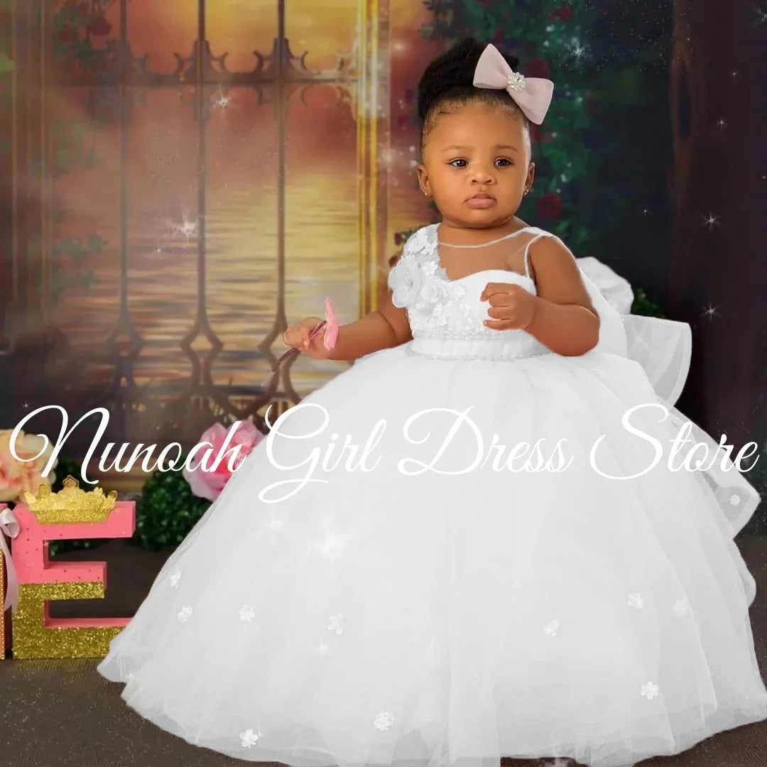 Pink Flower Girl Dresses for Wedding 3D Floral Sleeveless Girl Birthday Party  Princess Formal First Communion Gown Customized