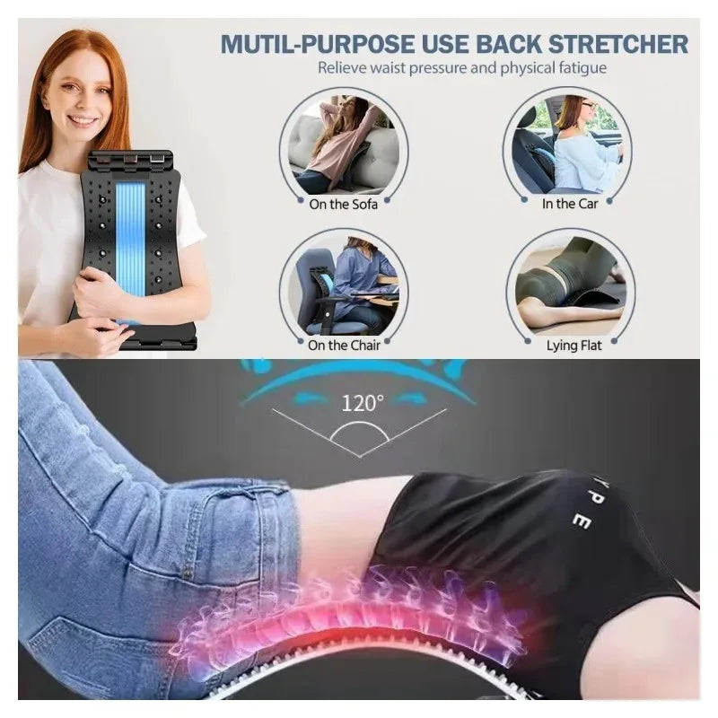 Home back and waist stretching equipment by Showlu Fashion Store, yoga fitness back traction and waist massager in use.