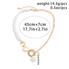 Ingemark Goth Asymmetric Imitation Pearl Pendant Necklace for Women Wed Bridal Elegant Round Chain Neck Jewelry Y2K Accessories