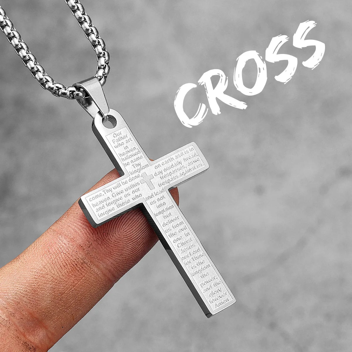 Stainless steel cross pendant necklace from Metal Town by Showlu Fashion, featuring a punk religious jewelry design.