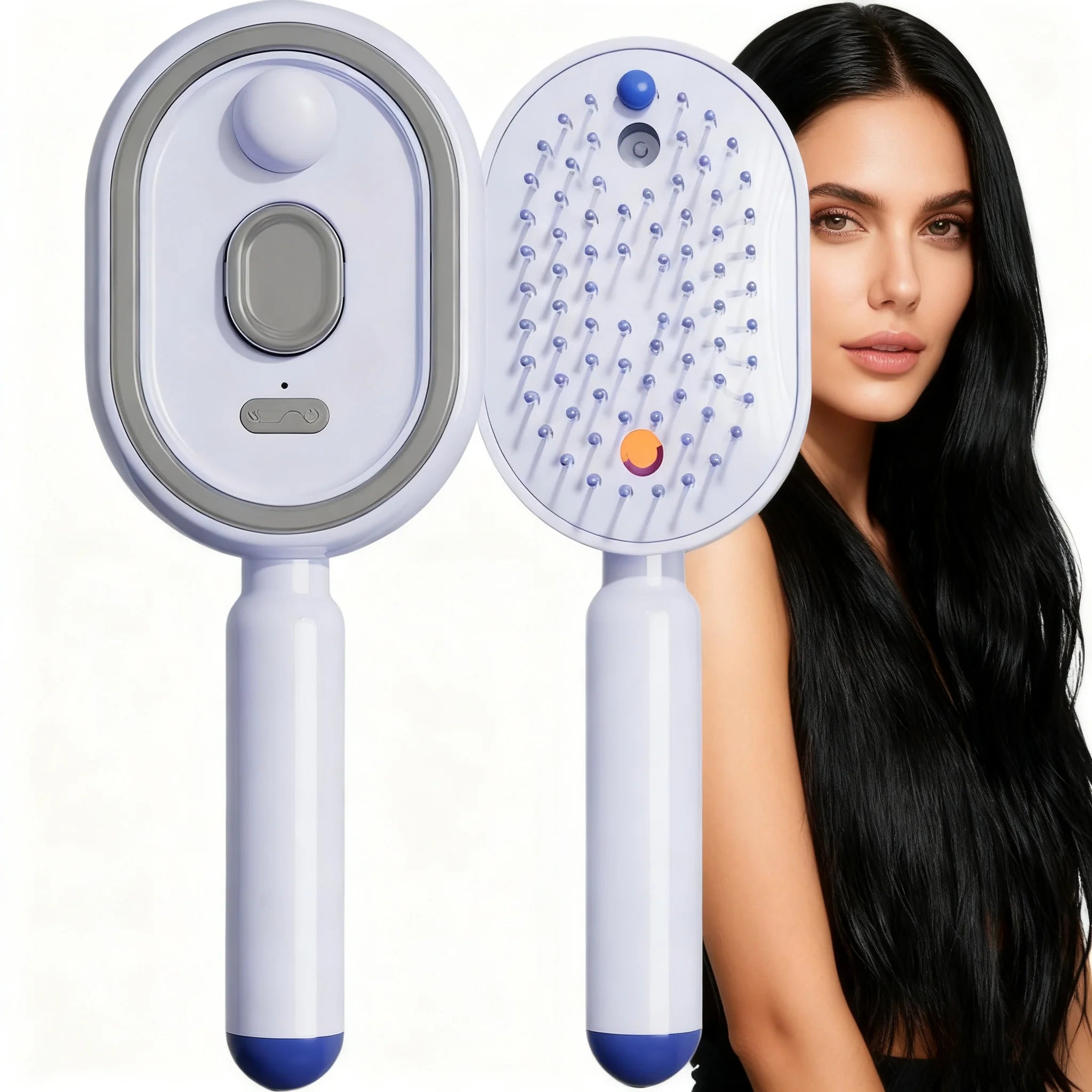 Showlu Fashion Store Curl Refresh Detangling Brush with SPA spray, anti-static self-cleaning hair comb for women and girls.