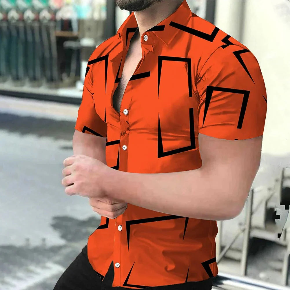 Men's Hawaiian Baroque 3D print short sleeve shirt by SHOWLU FASHION with vibrant tropical design and bold pattern.