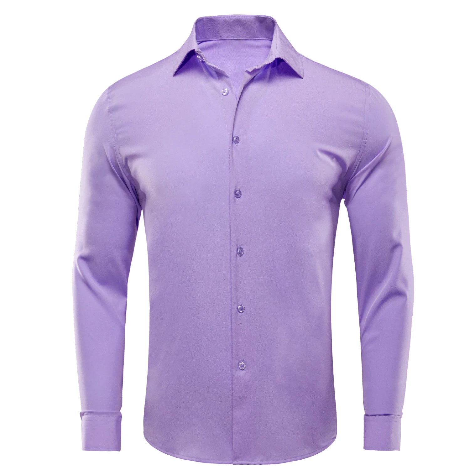Blue silk men's dress shirt with long sleeves, lapel collar, suitable for business or wedding attire, by Showlu Fashion Store.