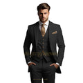 Men's grey 3-piece suit with jacket, vest, and trousers, elegant wedding and formal attire by Showlu Fashion Store.