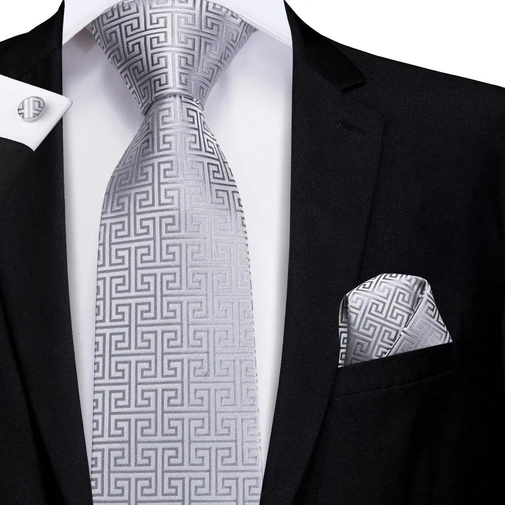 Mint green silk tie set with matching cufflinks, men's formal necktie from SHOWLU FASHION STORE, stylish and elegant accessory.