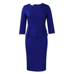 2024 Autumn/Winter new fashion temperament elegant solid color round hip ruffled dress