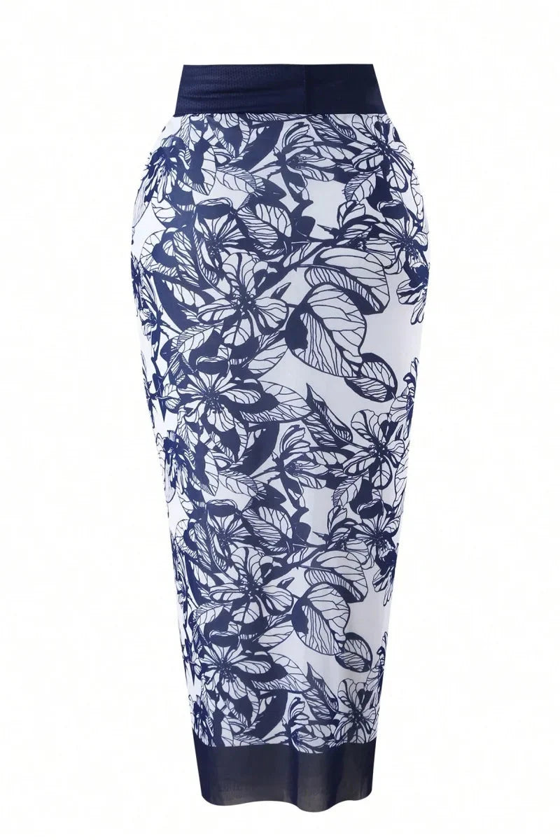 Plus size floral bikini set with high waist and matching cover-up for women, featuring vibrant floral patterns and comfortable fit.