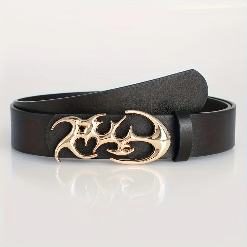Stylish Y2K hollow PU leather punk belt for men and women, neutral waist belt, plus size fashion accessory for trendy outfits