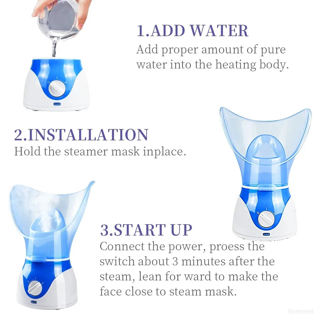 Showlu Smart General facial steamer with hot and cold spray for face moisturizing and skin refreshment.