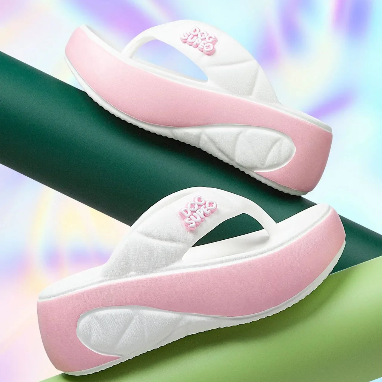 Women's platform flip-flops with thick EVA wedge soles, summer sandals by SHOWLU FASHION STORE, featuring comfortable slip-on design.