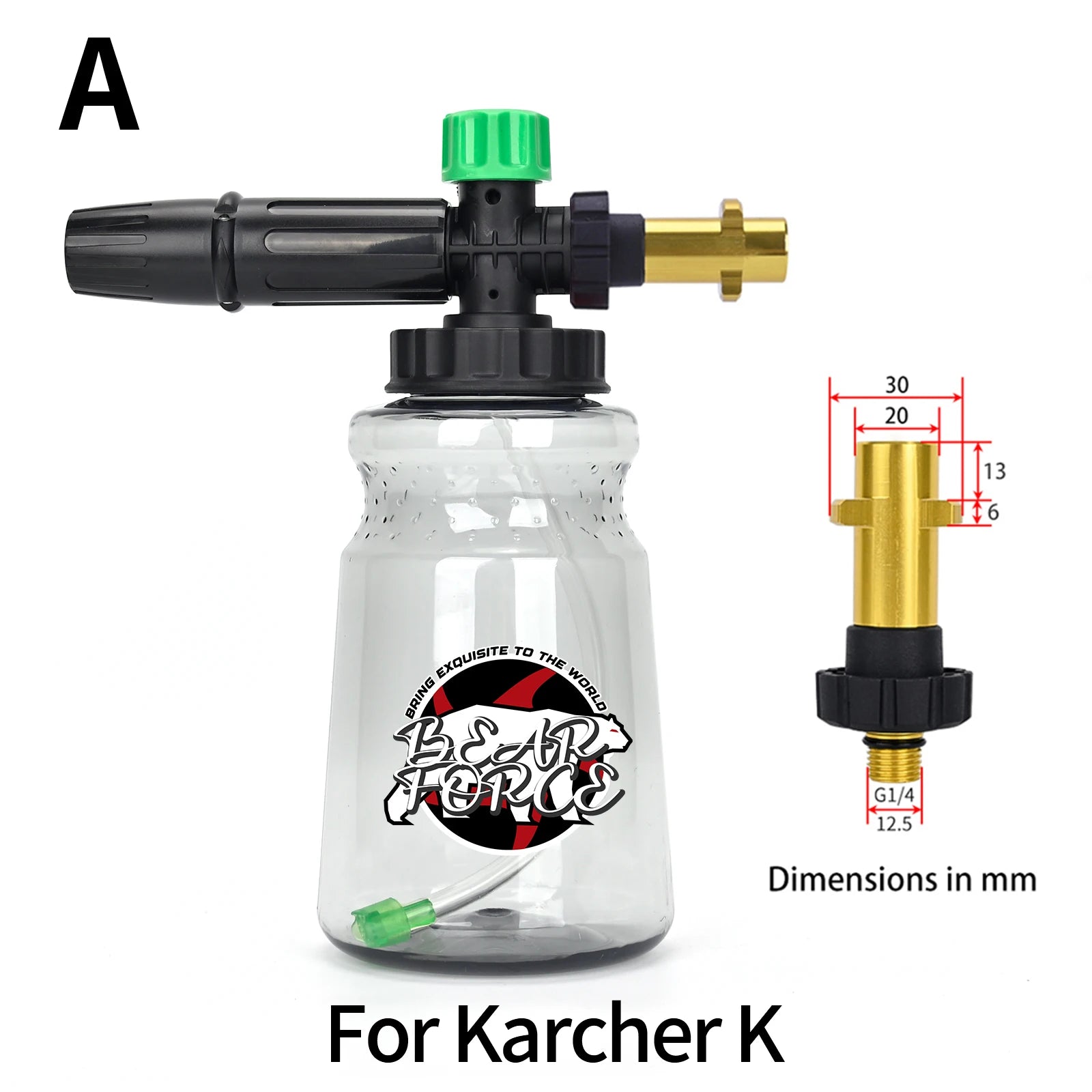 Showlu Smart General pressure washer foam cannon gun attached to a garden hose for high-pressure foam cleaning.
