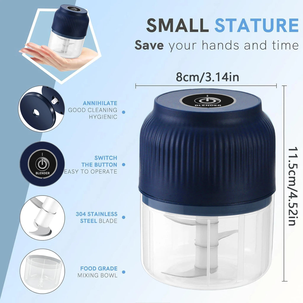 Showlu Smart General mini electric blender with 3 blades and 250ml cup, portable and compact for smoothies and drinks.