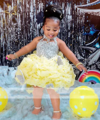 Customized Yellow Flower Girl Dresses For Wedding Cute Baby Layered Simple Kids Birthday Party First Communion Ball Gown