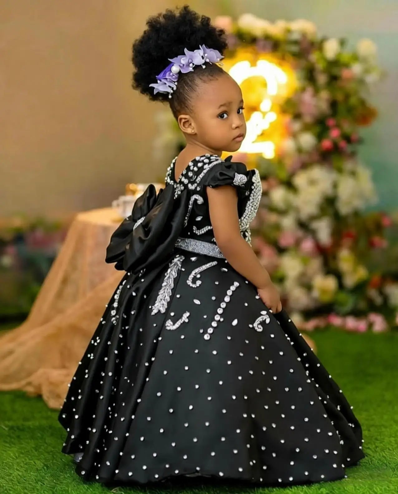 Lavender beaded queen ball gown for girls with intricate embellishments and flowing fabric, designed by 1170uf-he.