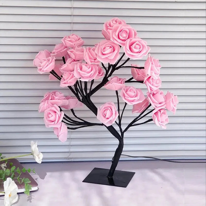 USB-powered LED rose tree lamp, decorative night light with flower design, ideal for ambient home lighting from SHOWLU FASHION STORE