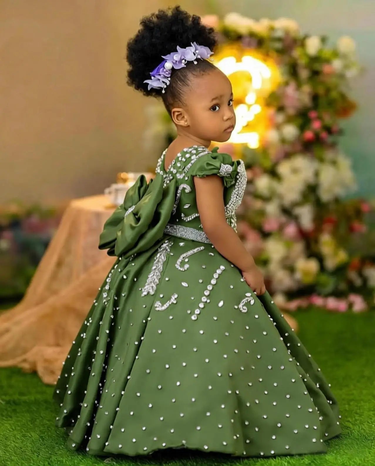 Lavender beaded Queen ball gown for girls with intricate detailing, luxurious fabric, and elegant design by 1170uf-he.