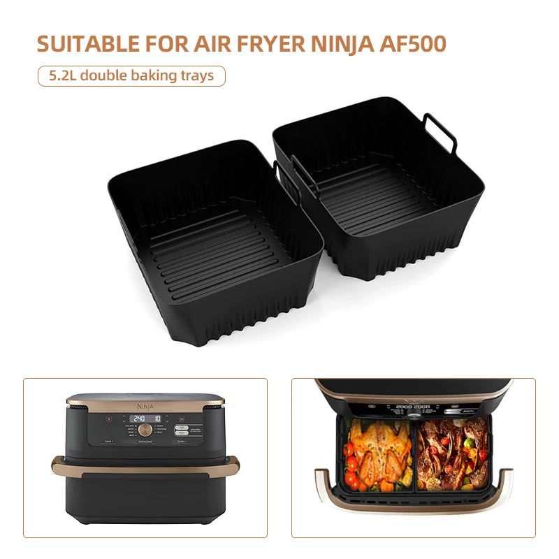 Silicone air fryer basket by Showlu Smart General, flexible and non-stick, suitable for healthy cooking in air fryers.