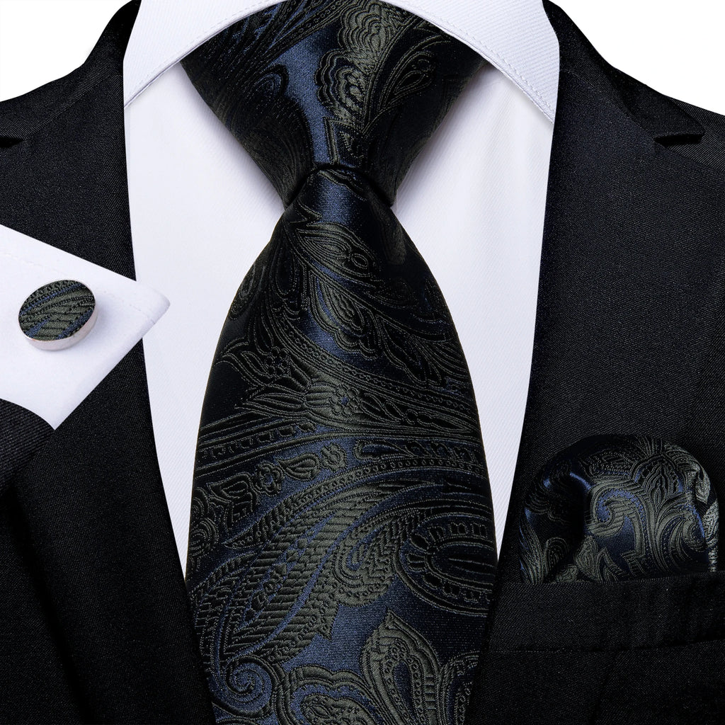 New Classic 100% Silk Men's Ties 8cm Blue Plaid Dot Striped Business Necktie Handkerchief Wedding Party Tie Set Gravatas DiBanGu